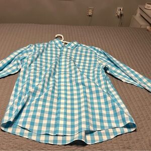 L.L. Bean Blue and White Checkered Men's Shirt